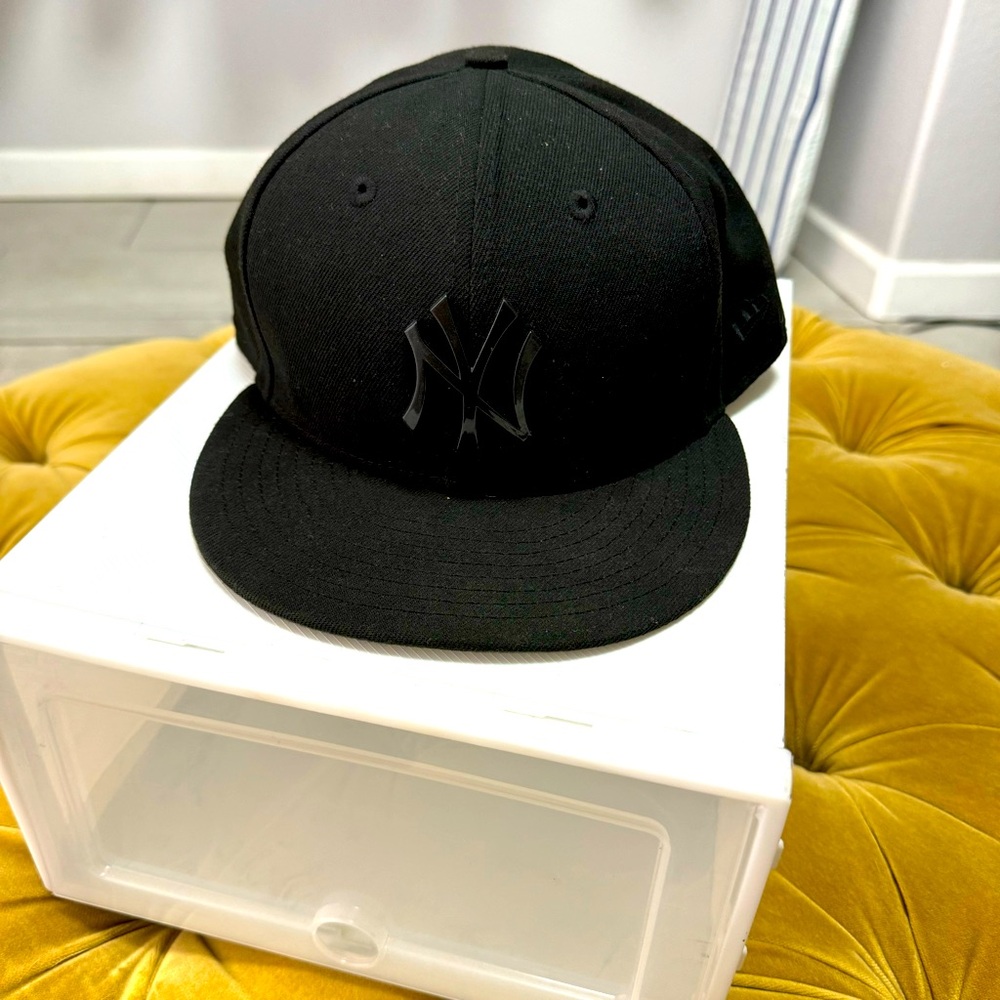 New Era Fitted black on black Yankee hat.